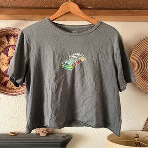 Hand painted sardines on cropped isto shirt